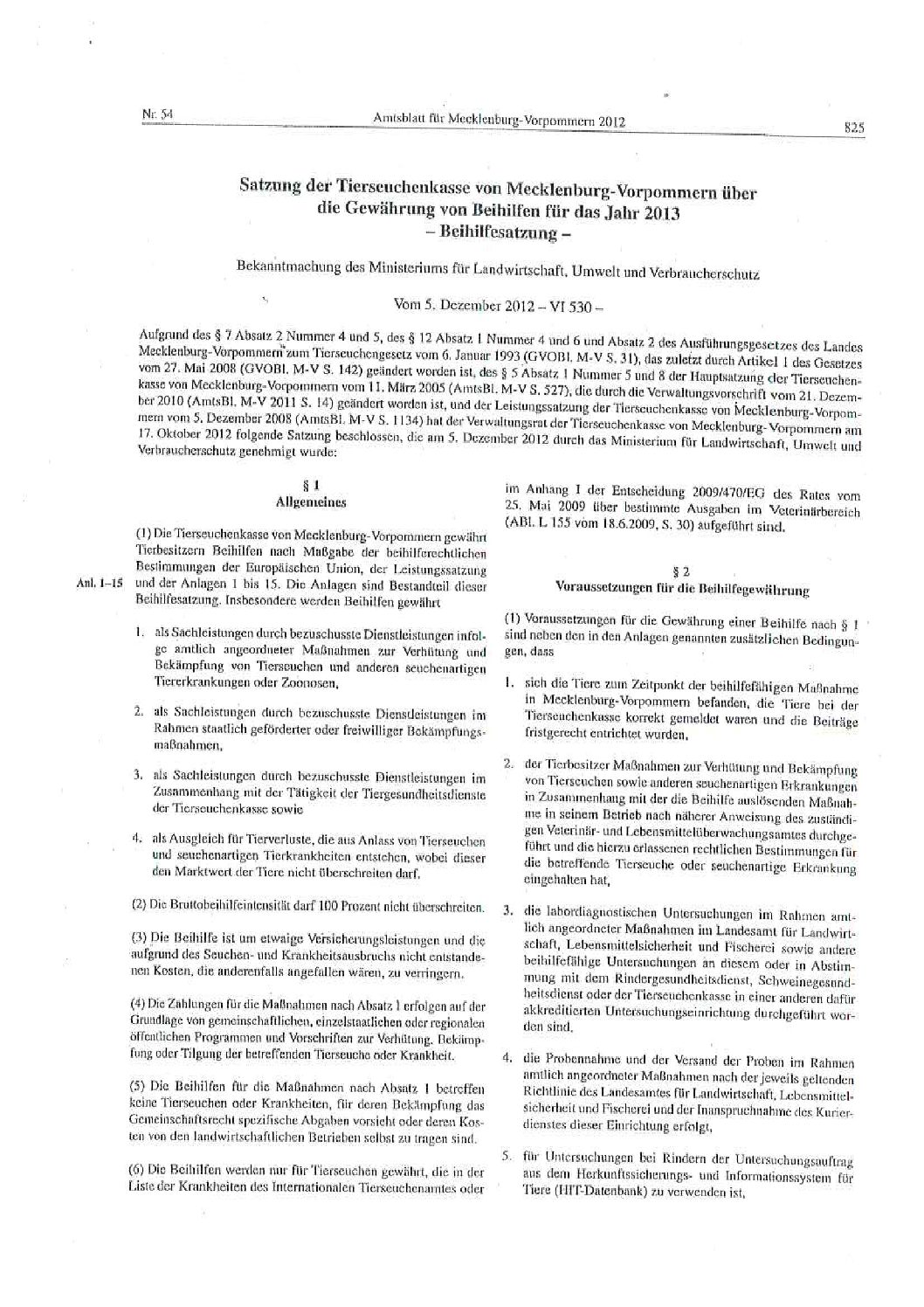 Beihilfesatzung 2013