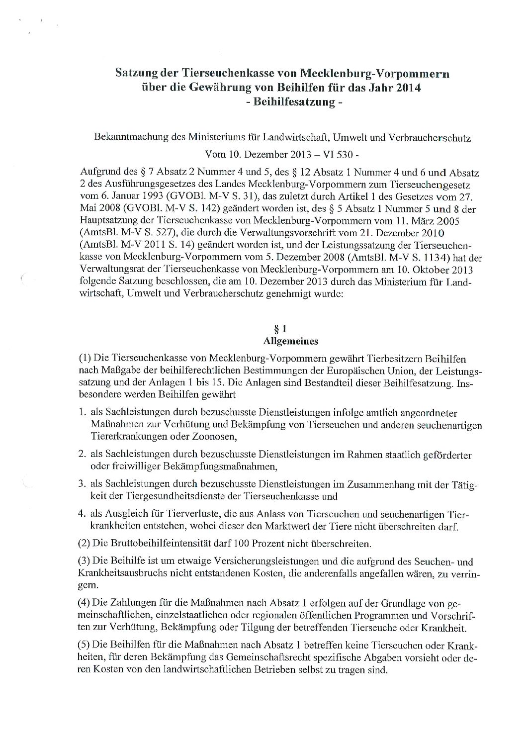 Beihilfesatzung 2014