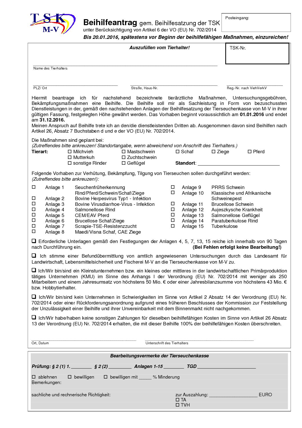 Beihilfeantrag 2016