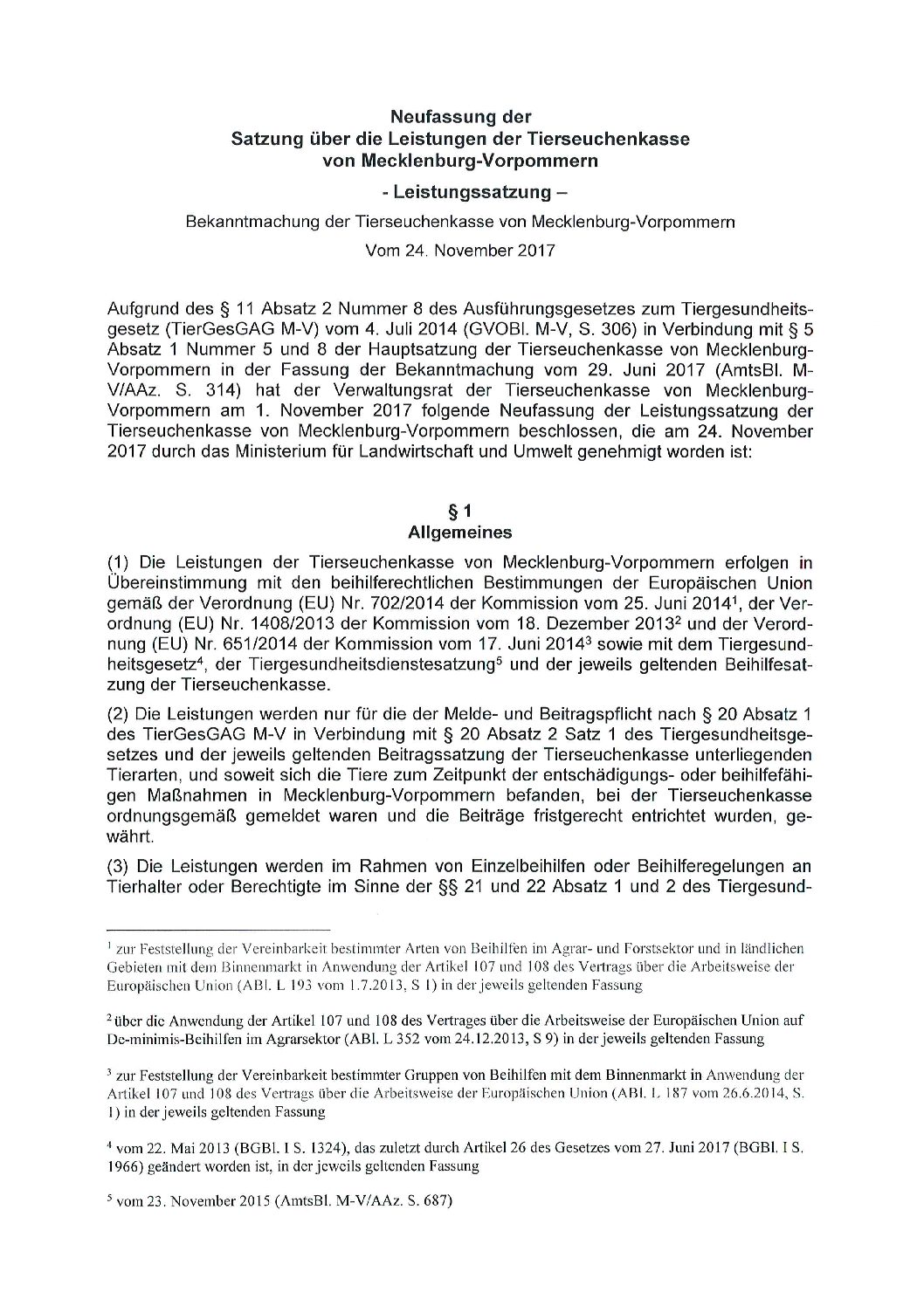 Leistungssatzung 2017