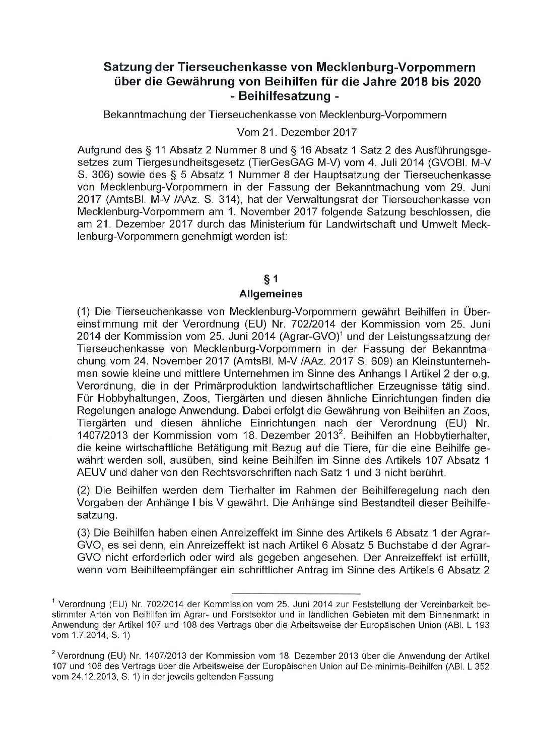 Beihilfesatzung 2018-2020