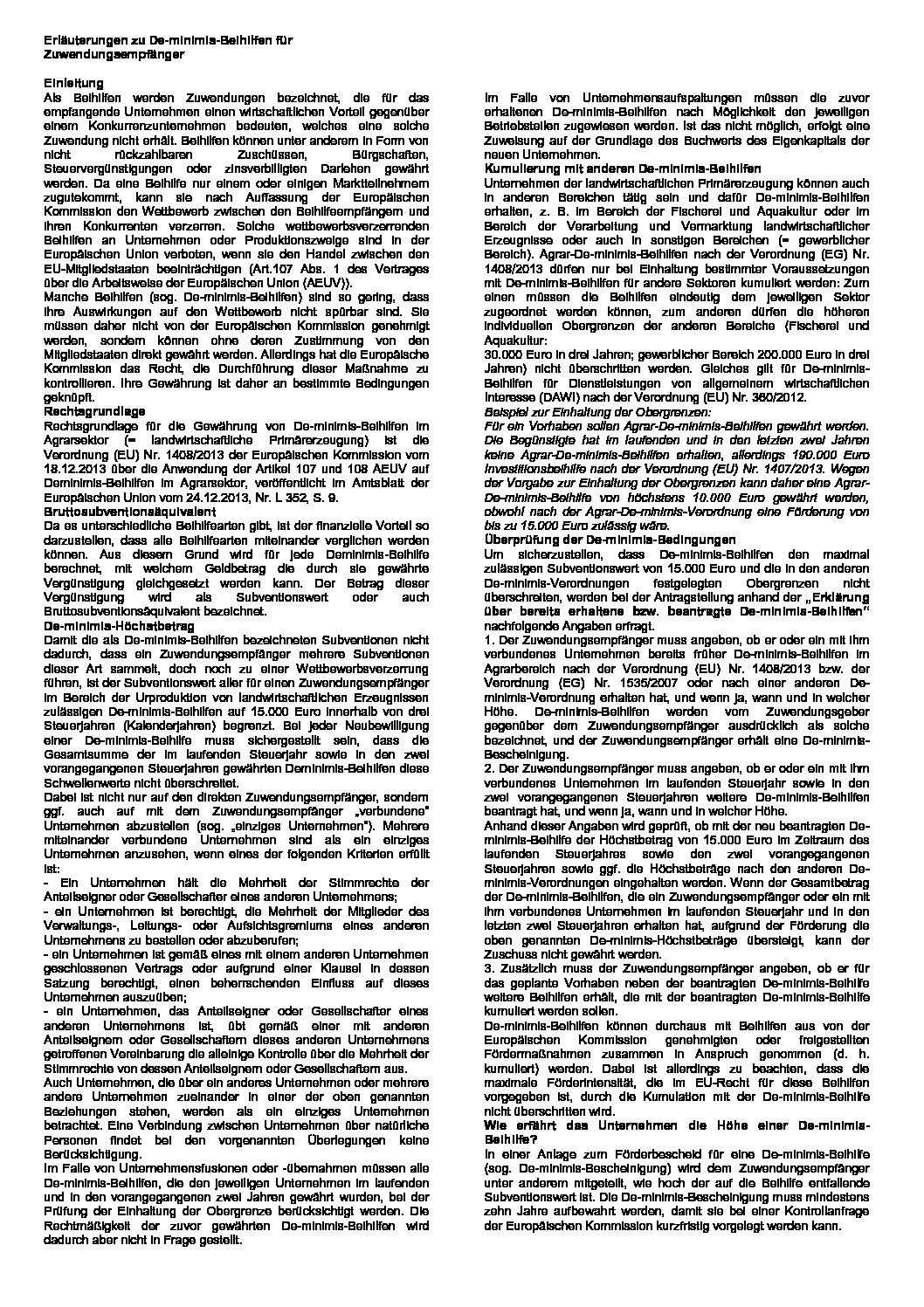 Erläuterungen zu De-Minimis