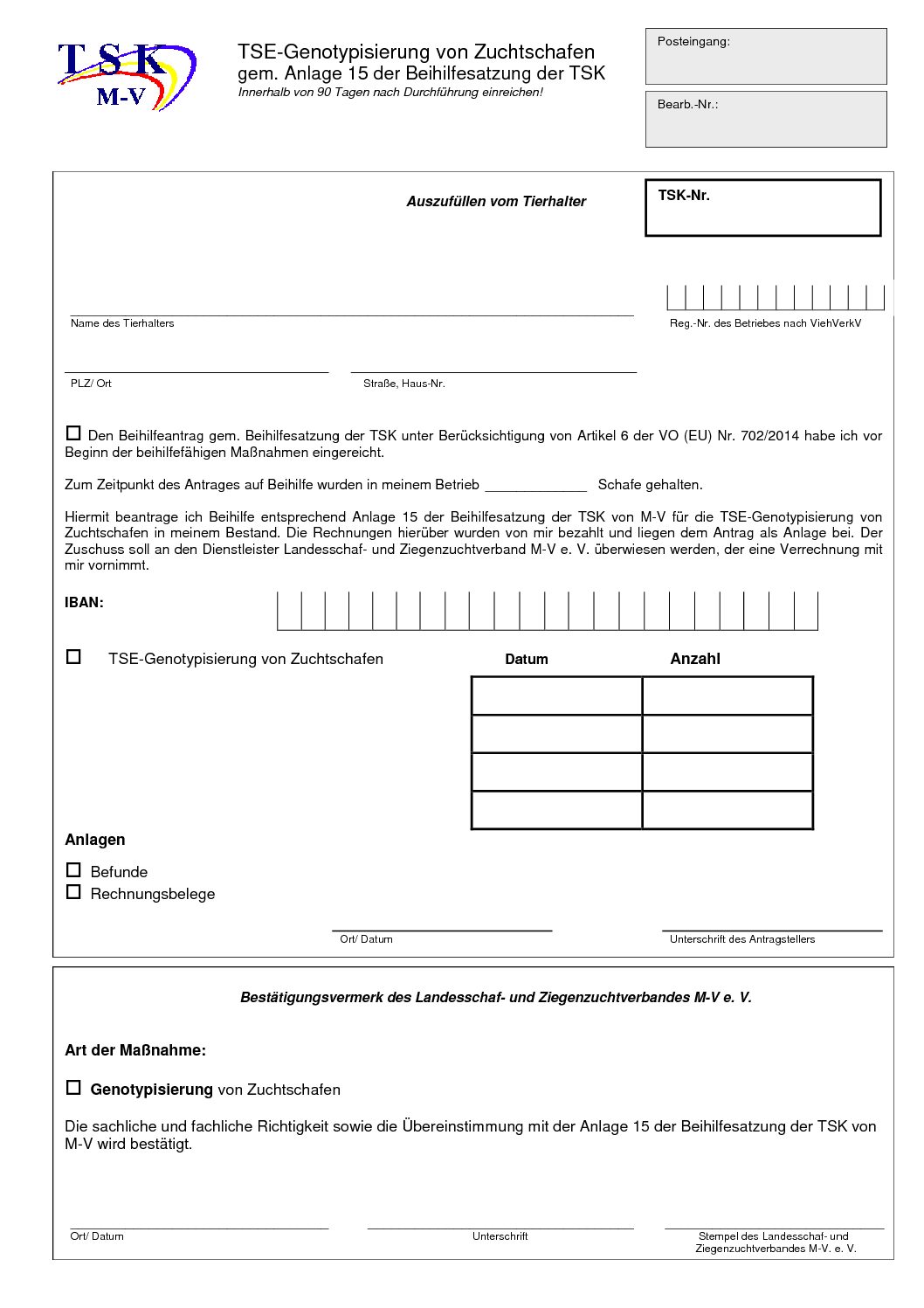 Antrag TSE-Genotypisierung