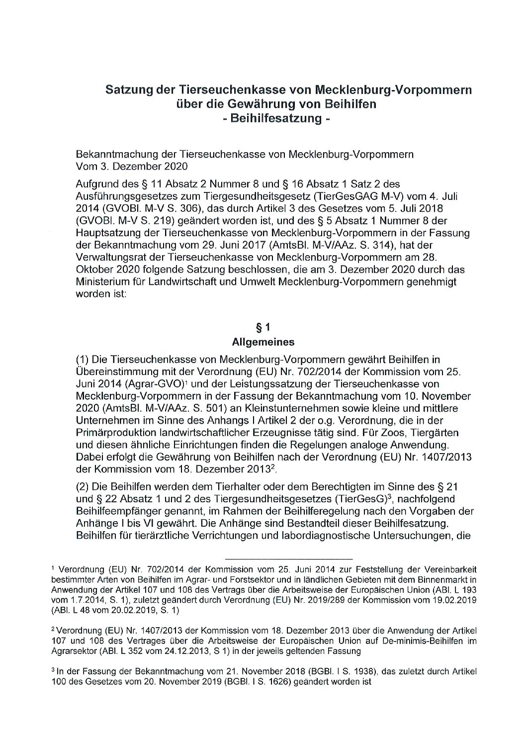 Beihilfesatzung 2021