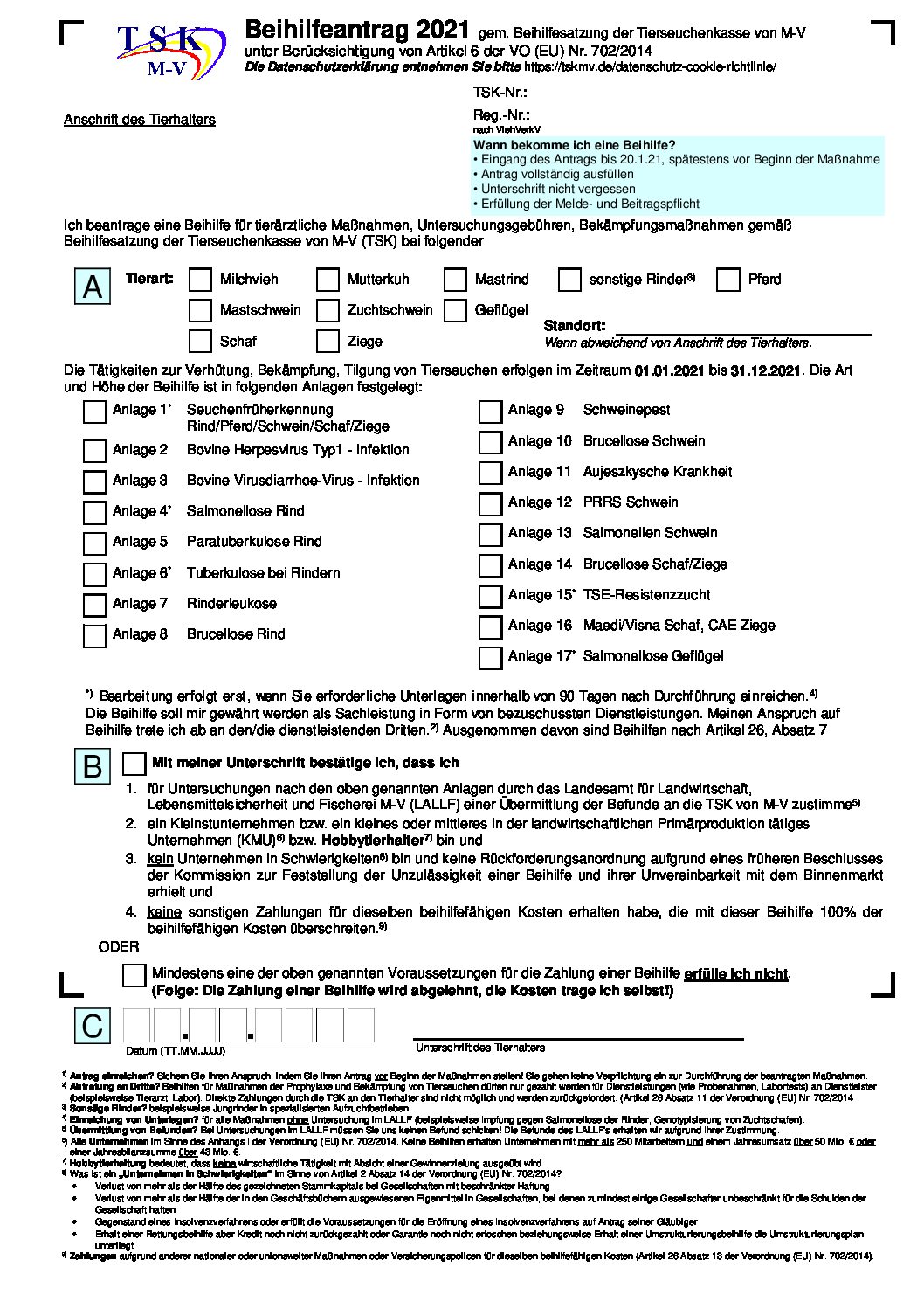 Beihilfeantrag 2021