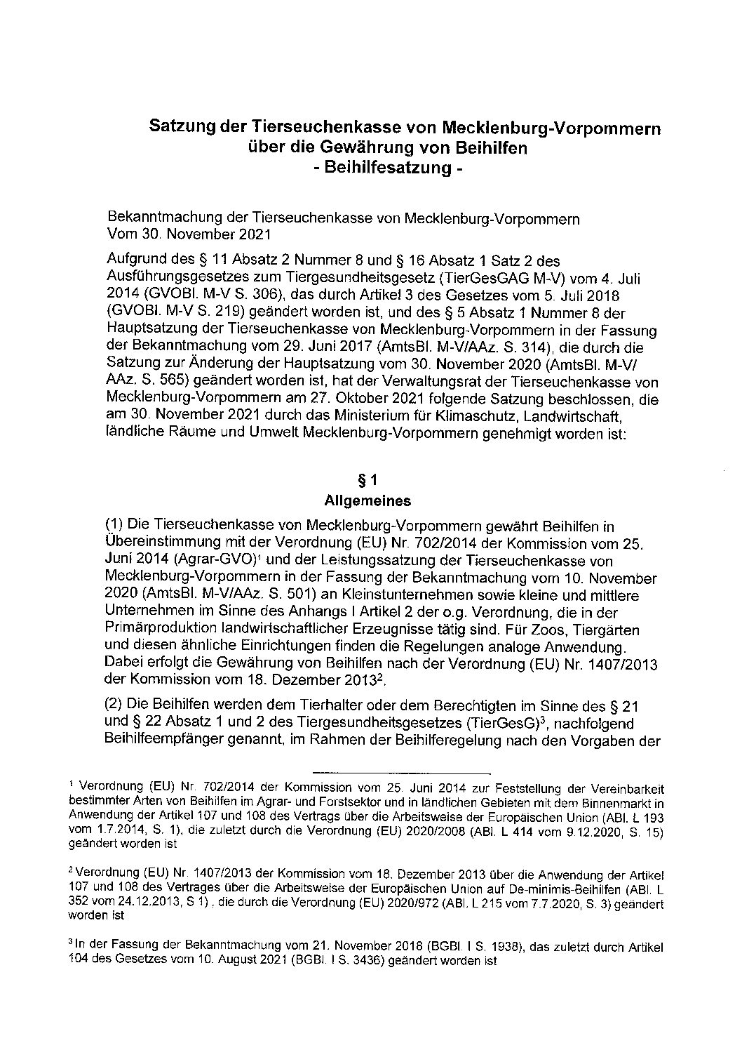 Beihilfesatzung 2022